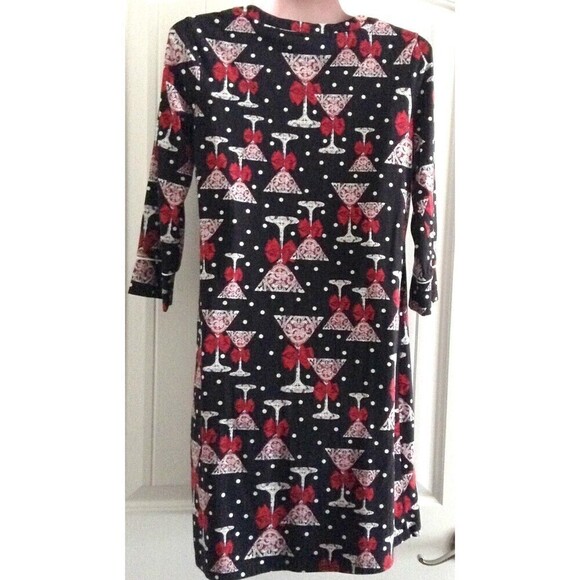 Soma Women's Night Shirt Nightgown XS Black Red White Martini Glass Polka Dots - Picture 3 of 4